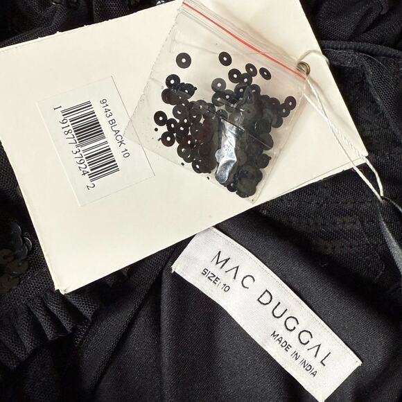 Mac Duggal Black Embellished Illusion High Neck Mini Dress 9143 Women’s Sz 10 - Picture 7 of 10